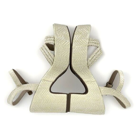 Natural Womens Chunky Platform Heels Sandals white open Toe Ankle Strap SZ 8.5 - Picture 12 of 16